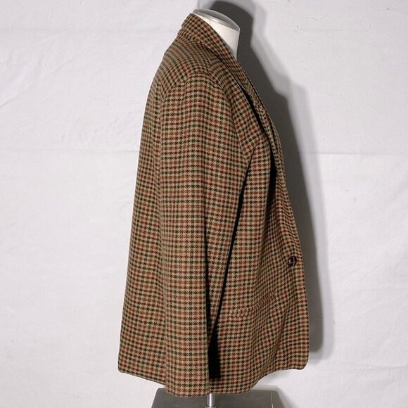 Vintage Traditions tan burgundy houndstooth blazer 14. - Picture 5 of 13